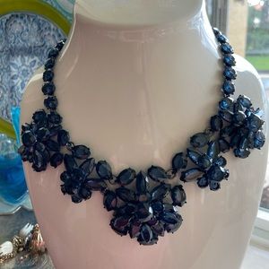JCREW DarkNavy Glass Stone Floral 3D necklace